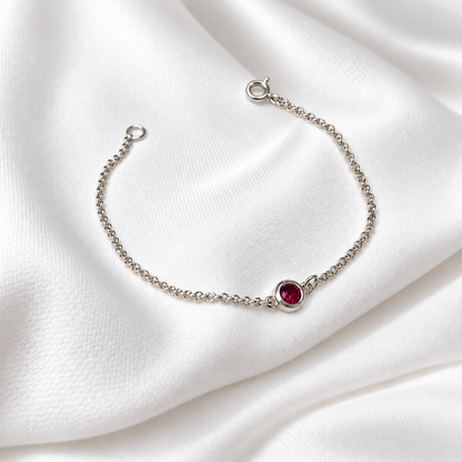 Silver 4mm Birthstone Bracelet