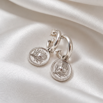 Oval Fynbos Protea Charm Earrings