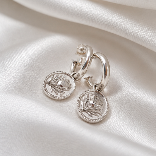 Oval Fynbos Protea Charm Earrings