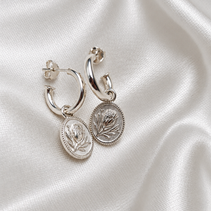 Oval Fynbos Protea Charm Earrings