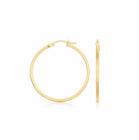 9ct Yellow Gold Square Edge Hoop Earrings