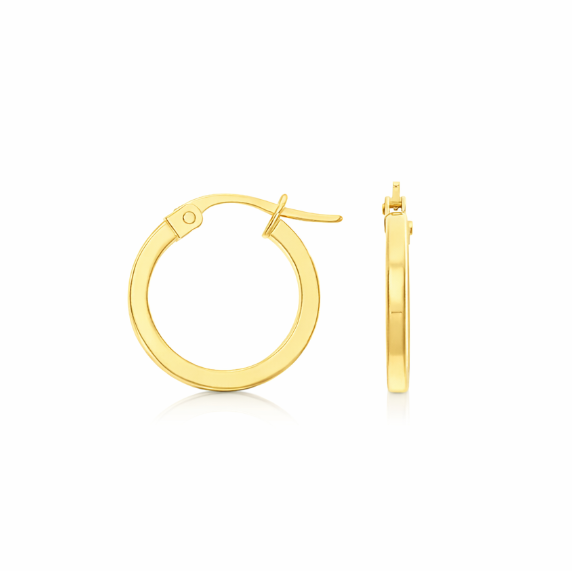 9ct Yellow Gold Square Edge Hoop Earrings