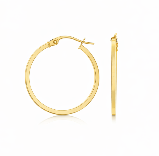 9ct Yellow Gold Square Edge Hoop Earrings