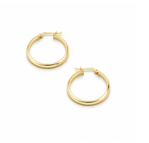 9ct Yellow Gold D-Shape Knife Edge Hoop Earrings