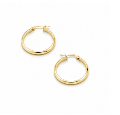 9ct Yellow Gold D-Shape Knife Edge Hoop Earrings