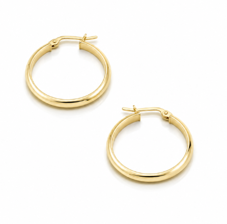 9ct Yellow Gold D-Shape Knife Edge Hoop Earrings