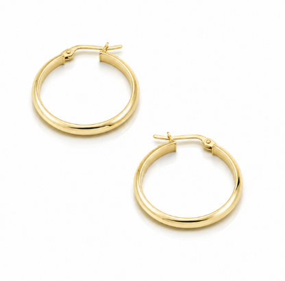 9ct Yellow Gold D-Shape Knife Edge Hoop Earrings