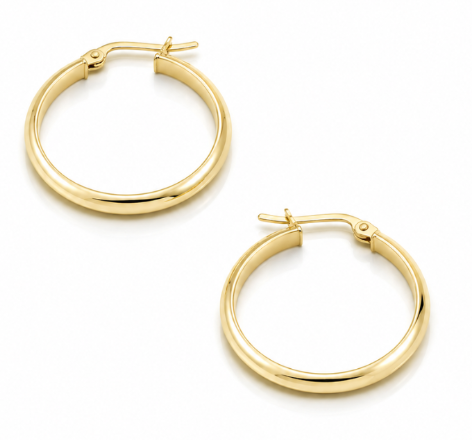 9ct Yellow Gold D-Shape Knife Edge Hoop Earrings