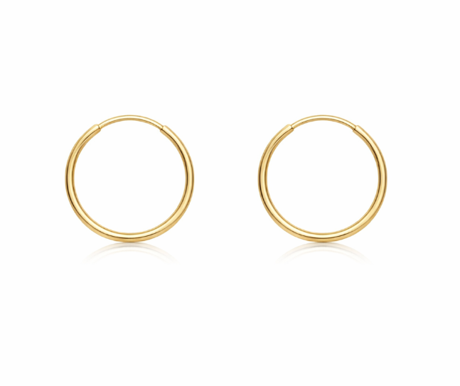 9ct Yellow Gold Sleeper Hoop Earrings