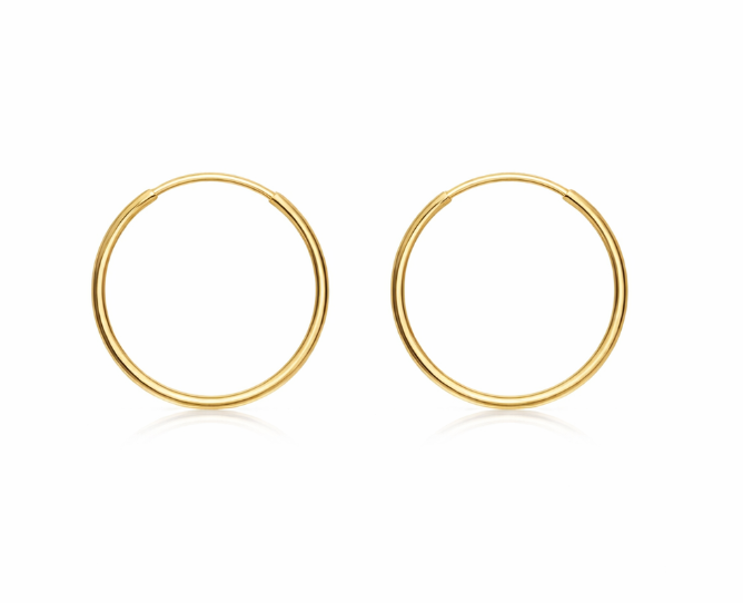 9ct Yellow Gold Sleeper Hoop Earrings