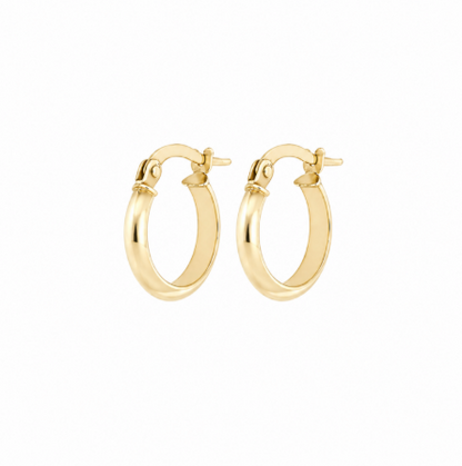 9ct Yellow Gold D-Shape Knife Edge Hoop Earrings