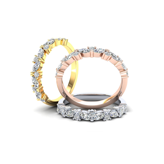 9ct Gold Violet Stack Ring - White Stones