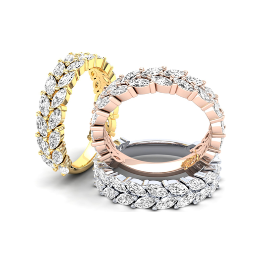 9ct Gold Tulip Stack Ring - White Stones