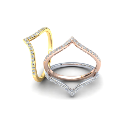 9ct Gold Heather Stack Ring - White Stones