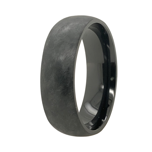 Men's Wedding Band: Black Color Plated Titanium with Brushed Finish (7mm)