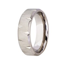 Men's Wedding Band: Titanium with Cut Out Edge (7mm)