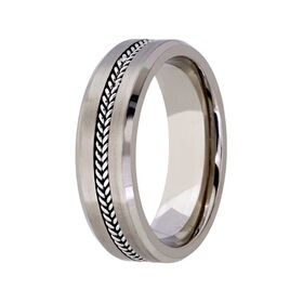 Men's Wedding Band: Titanium with Pattern Inlay (7mm)