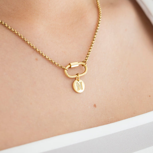 Round Initial with Cubic Zirconia Charm