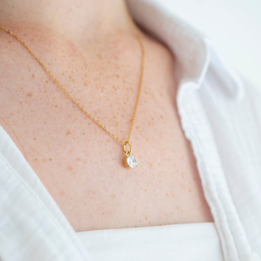 Round Birthstone Charm Necklace