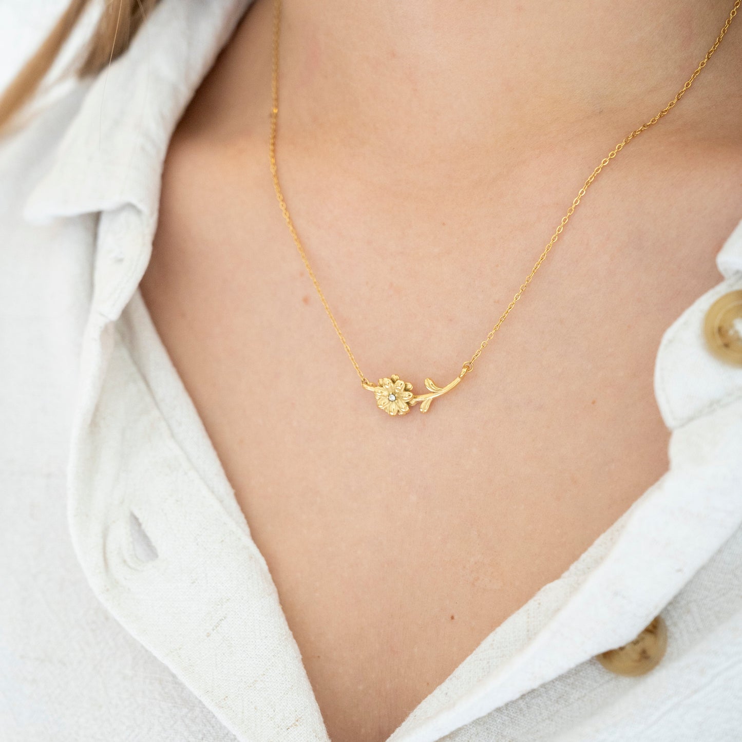 Birthflower and Birthstone Necklace