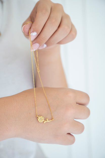 Birthflower and Birthstone Necklace