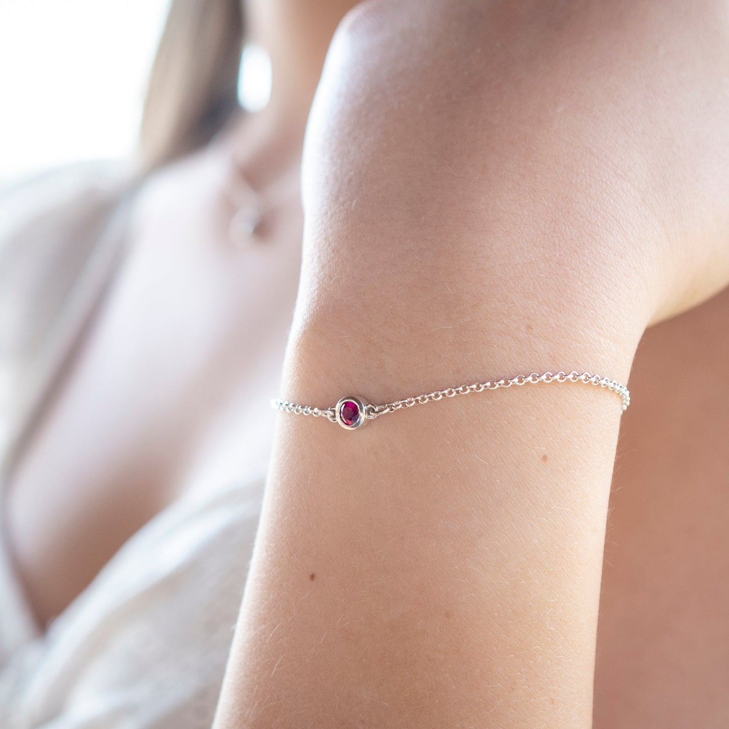Silver 4mm Birthstone Bracelet