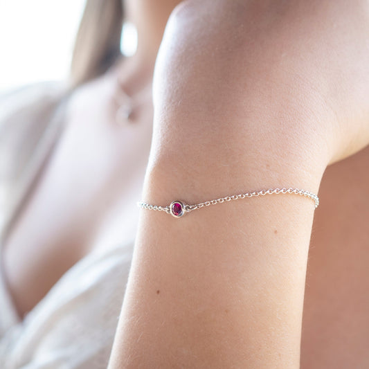 Silver 4mm Birthstone Bracelet