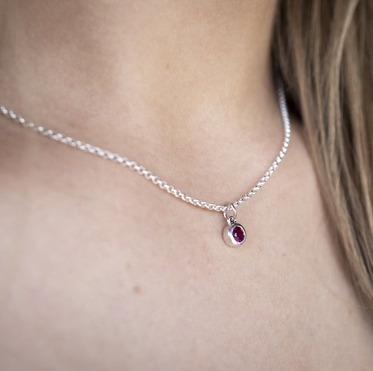 Silver 4mm Birthstone Necklace