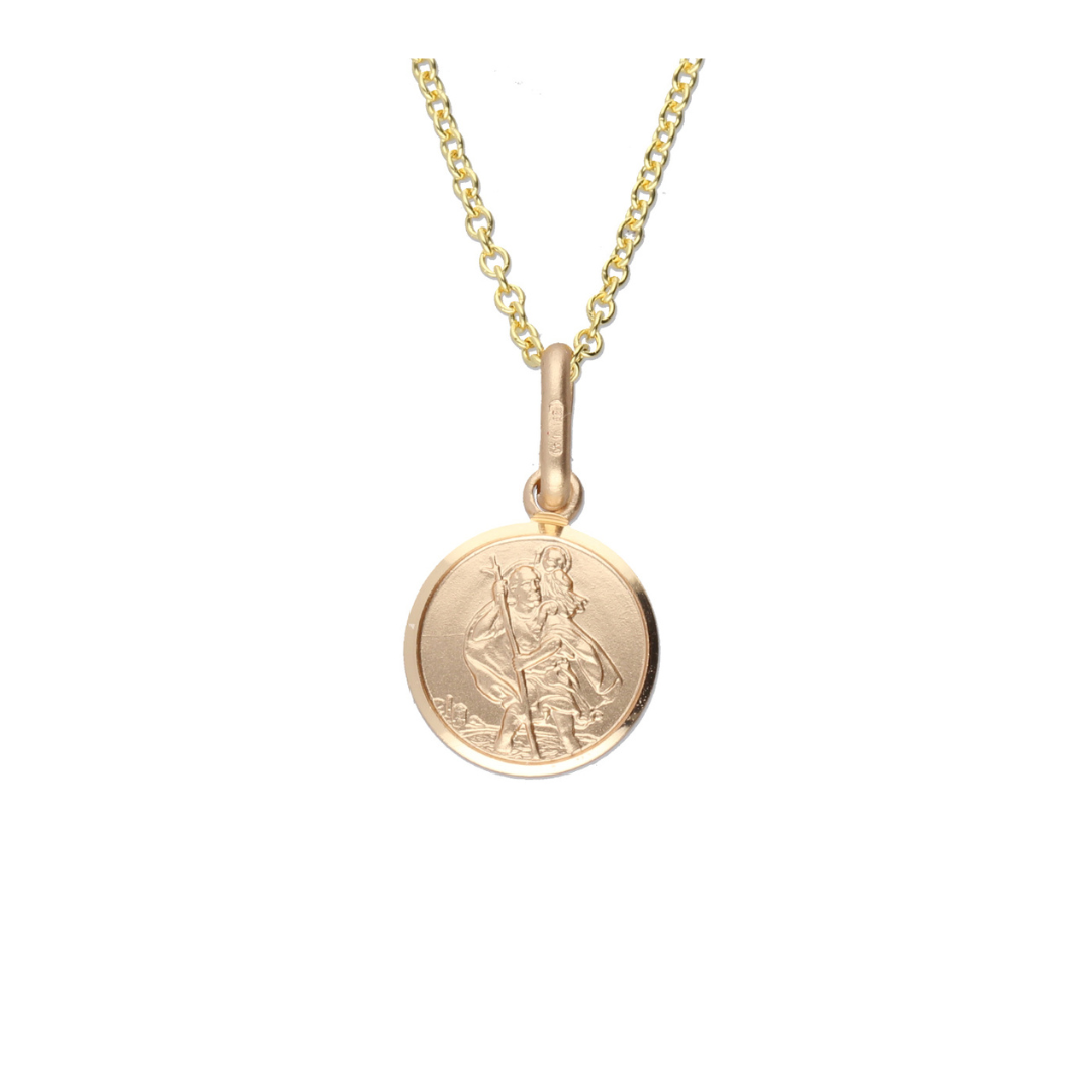 9ct Yellow Gold St. Christopher Disc - 10mm