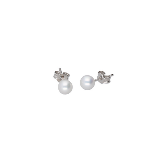 Pearl Ball Studs (4mm)- 9ct White Gold