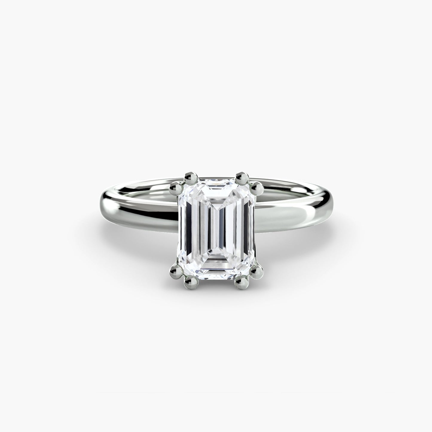Infinity Solitaire Ring - Emerald White Gold