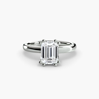 Infinity Solitaire Ring - Emerald White Gold