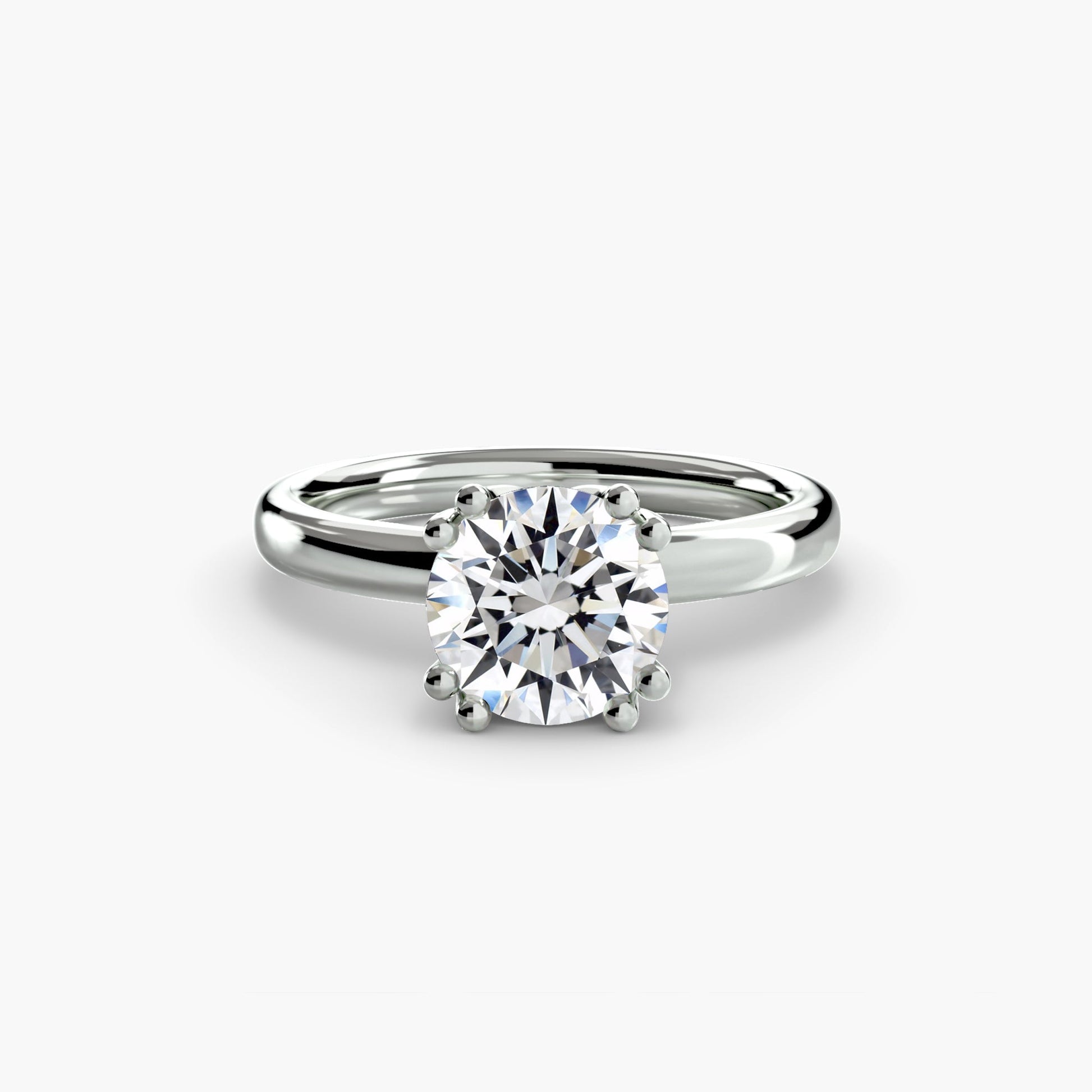 Infinity Solitaire Ring - Round White Gold top view