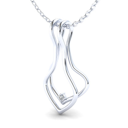 Ring Holder Double Wire Pendant - 925 Silver with White Stone