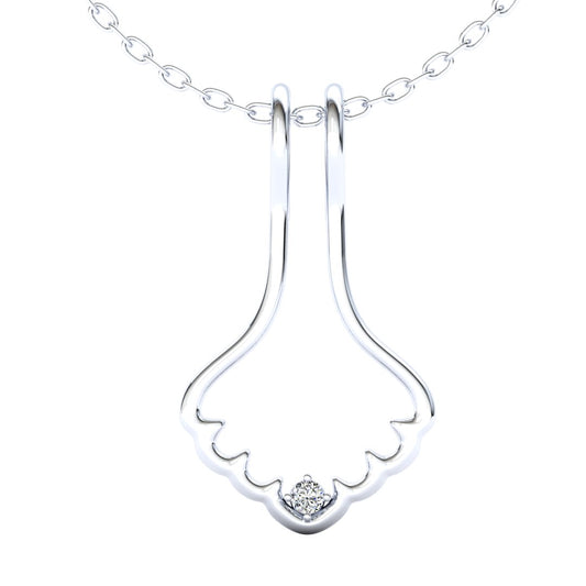 Ring Holder Arched Pendant - 925 Silver with White Stone