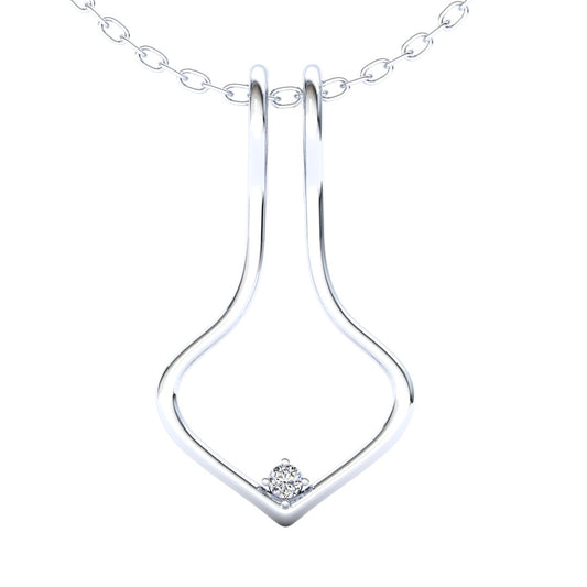 Ring Holder Single Wire Pendant - 925 Silver with White Stone