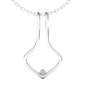 Ring Holder Single Wire Pendant - 925 Silver with White Stone
