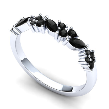 Bluebell Eternity Ring: 9ct White Gold with Black Stones