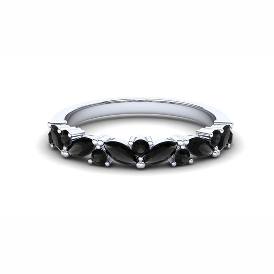 Violet Eternity Ring: 925 Silver with Black Stones