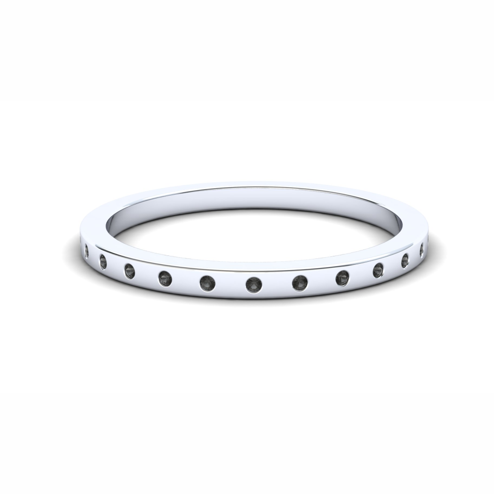 Petunia Eternity Ring: 925 Silver with Black Stones