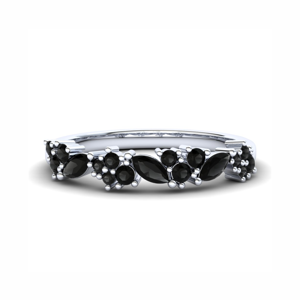 Bluebell Eternity Ring: 925 Silver with Black Stones