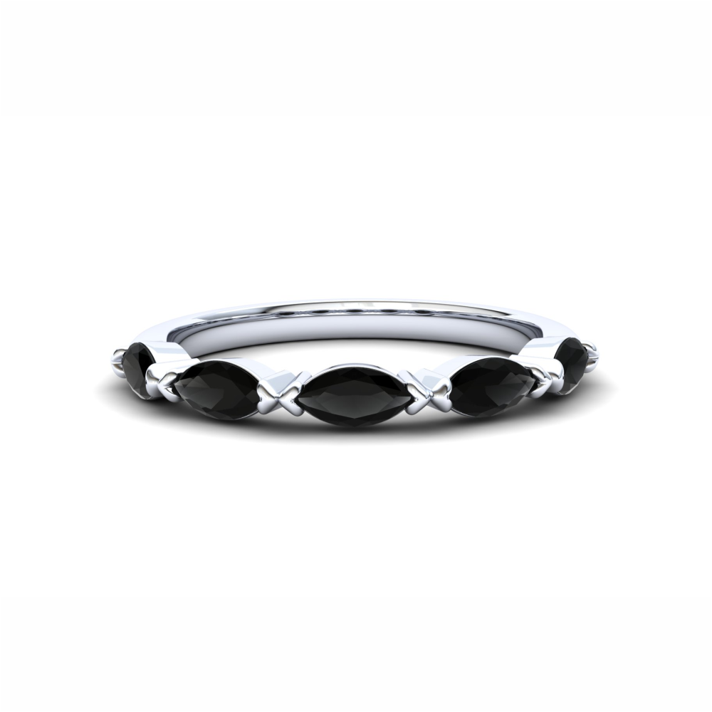 Jasmine Eternity Ring: 925 Silver with Black Stones