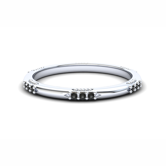 Orchid Eternity Ring: 9ct White Gold with Black Stones