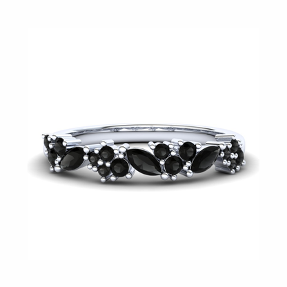 Bluebell Eternity Ring: 9ct White Gold with Black Stones