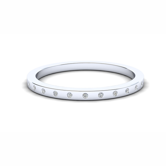 Petunia Eternity Ring: 9ct White Gold with White Stones