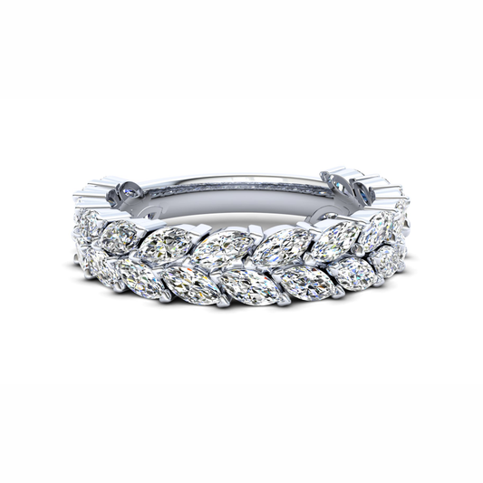 Tulip Eternity Ring: 925 Silver with White Stones