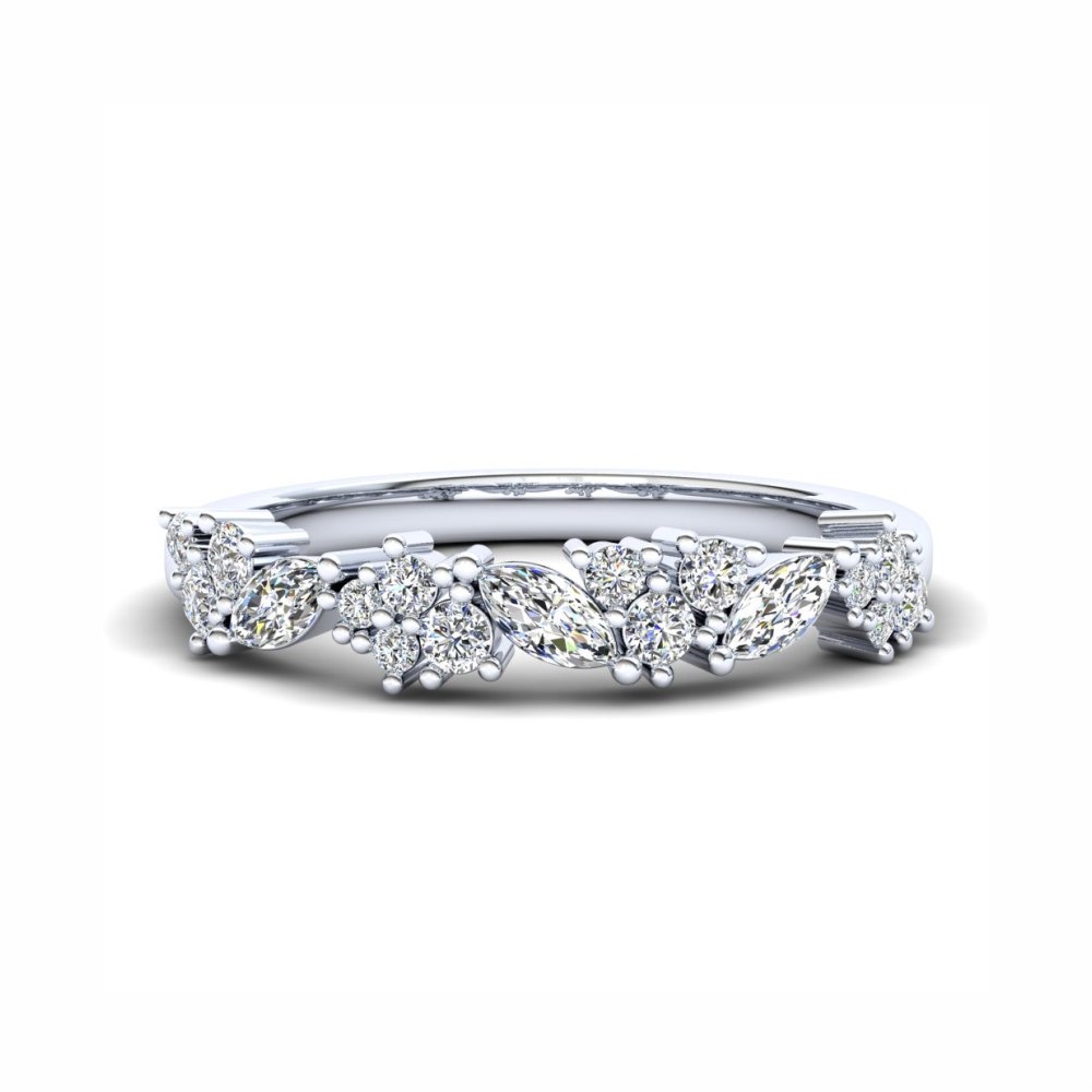 Bluebell Eternity Ring: 9ct White Gold with White Stones