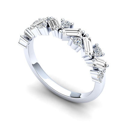 9ct Gold Lily Stack Ring - White Stones