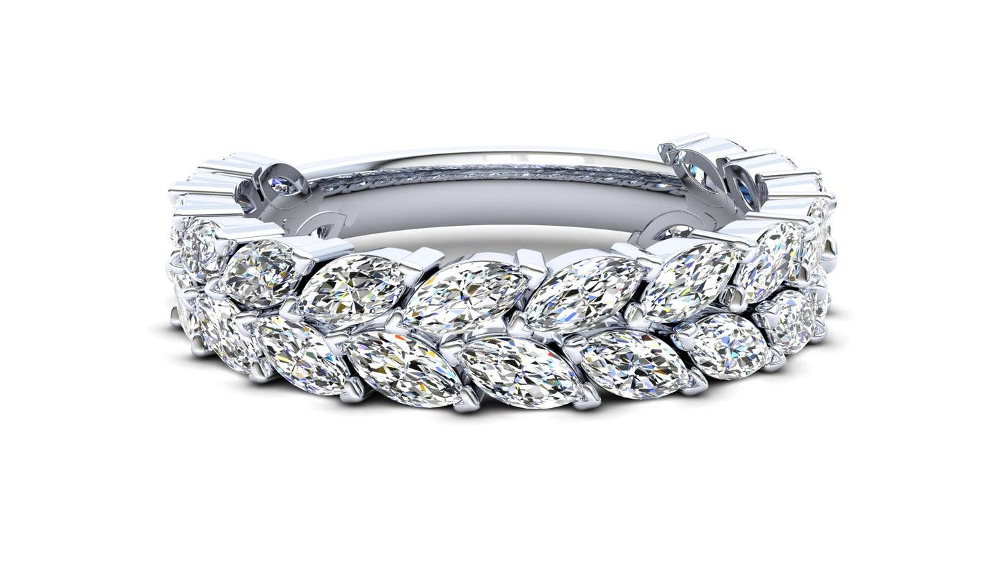 9ct Gold Tulip Stack Ring - White Stones