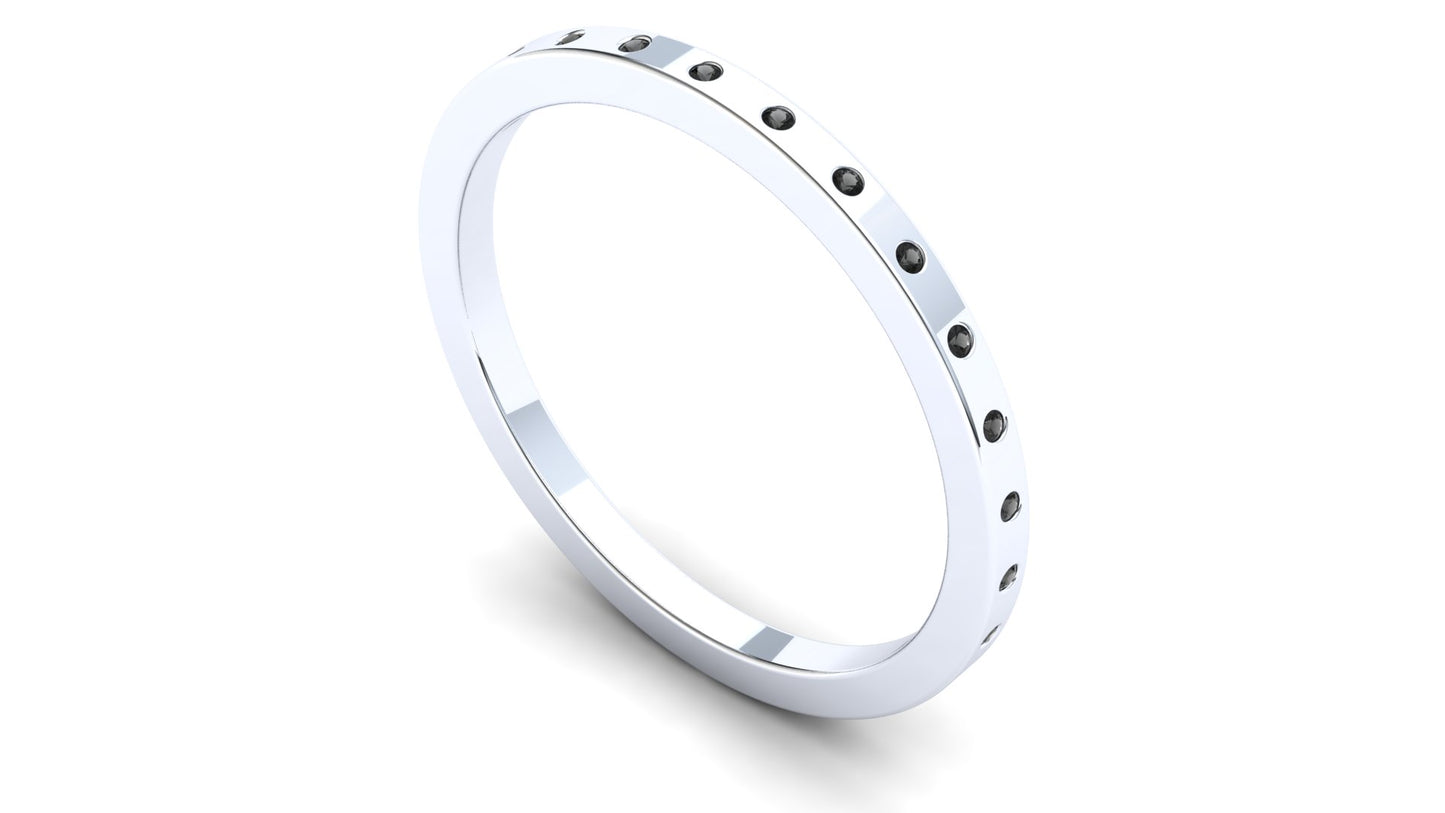 Petunia Eternity Ring: 925 Silver with Black Stones